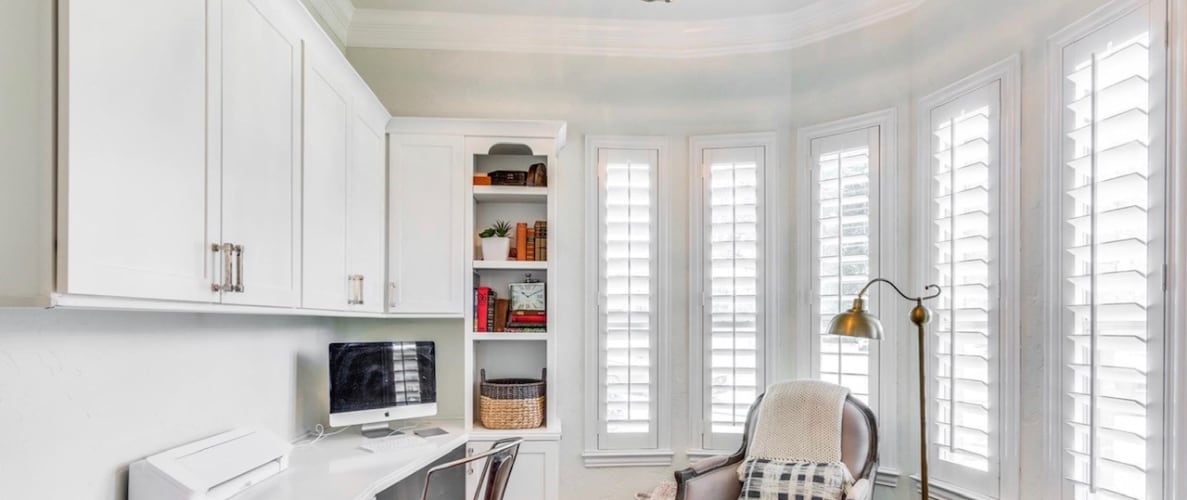 Plantation shutters in an office